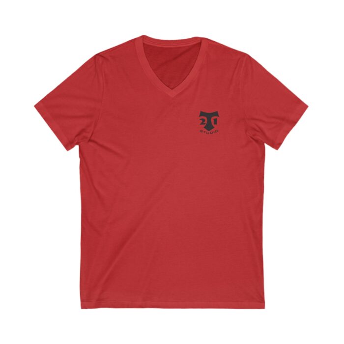 t 21 logoUnisex Jersey Short Sleeve V-Neck Tee - Image 5